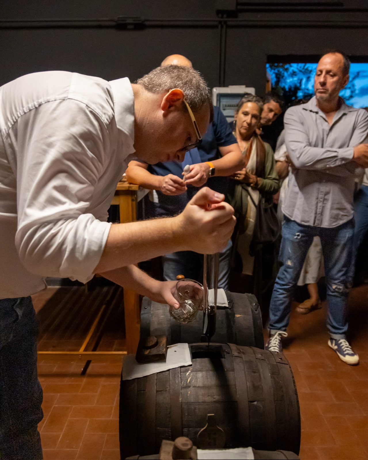 Andrea Severi — Aceto Maker de la Acetaia di Oria en Montalcino, durante una degustación