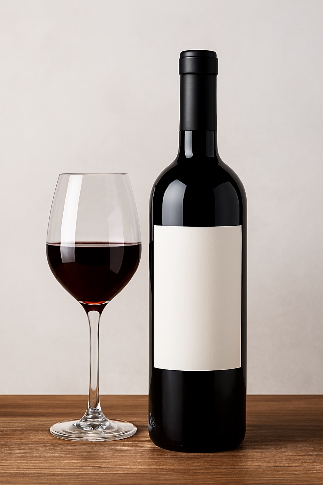 Leeres Etikett mit Glas — die Kunst, Wein zu etikettieren
